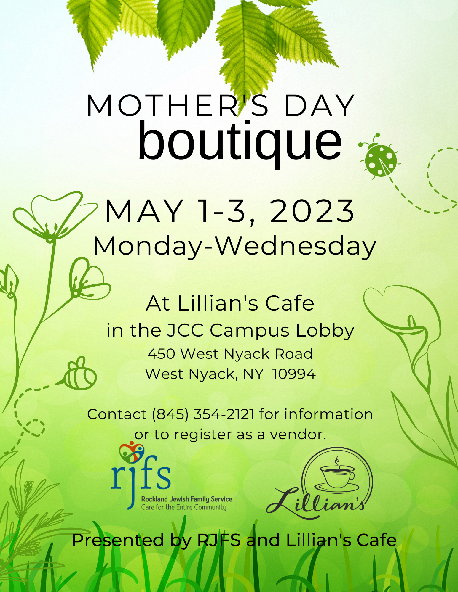 Jewelry, Ceramics, Housewares, Makeup and More -- Gifts for the mothers and caregivers in your life made by area artisans. Find us in the lobby near Lillian's Café. Monday-Wednesday, May 1-3, 10am-5pm.